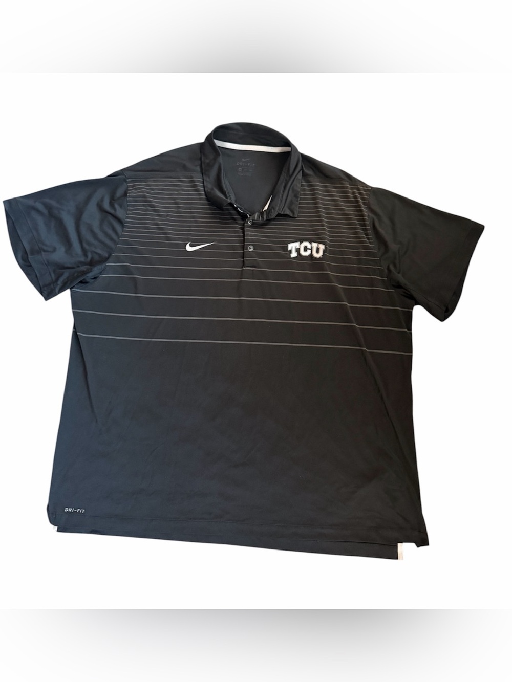 Nike Dri-FIT TCU Horned Frogs Black Striped Polo Shirt Men’s 4XL NCAA Golf